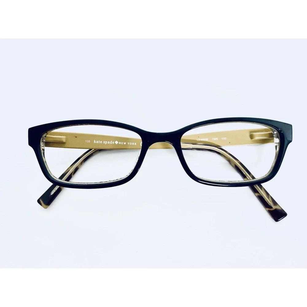 Kate Spade NY Black Leopard Cat Eye Rectangular Glasses Leanne 51 16 135